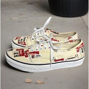 Vans Authentic Women’s 8 Men’s 6.5 Off The Wall Logo Print Canvas Sneakers
